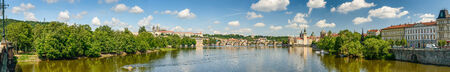 Panorama photo of Vltava,Charles Bridge in Prague ,Czech Republic   の写真素材