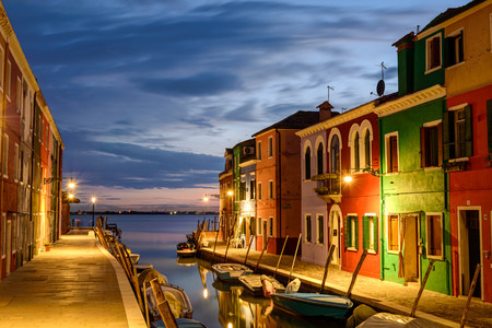 Colorful houses in Burano at dusk, Venetian Lagoon,Italy. Colorful houses in Burano at dusk, Venetian Lagoon,Italy.