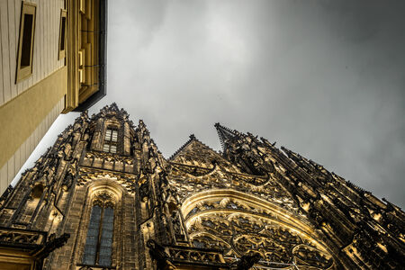 Facade of St.Vitus Cathedral in Prague,Czech Republicのeditorial素材