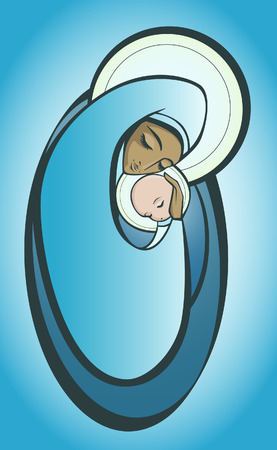 Illustration of Madonna and infant Jesus.のイラスト素材