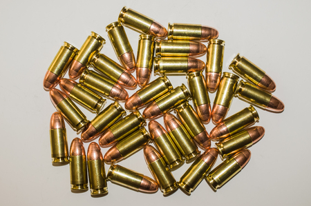 Closeup of cartridges pistols ammo.