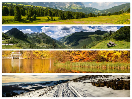 Set of the four seasons landscape for bannersの写真素材
