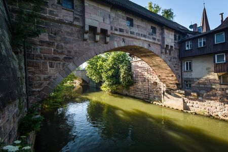 Bridges of Nuremberg -Pegnitz river, Bayern, Germanyの写真素材