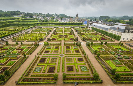 View of the renaissance garden end Villandry castle ,France.のeditorial素材