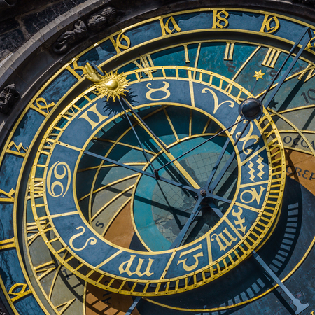 Details of  Astronomical Clock Orloj in the Old Town of Prague,Czech Republic.