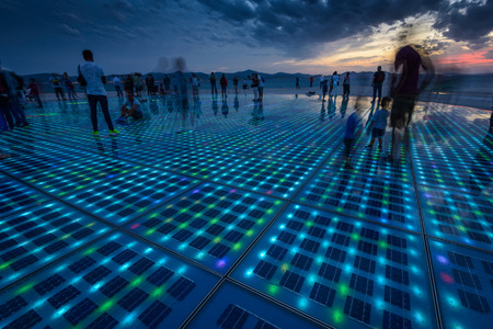 ZADAR, CROATIA - Oct 14: Greeting to the Sun, designed by architect Nikola Basic. It Consists of 300 multilayer glass panels in form of a 22 m diameter circle. October 14, 2015のeditorial素材