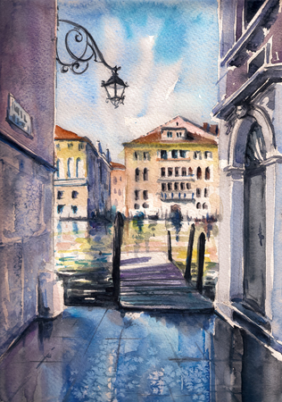 Venice architecture.Picture created with watercolors.の写真素材