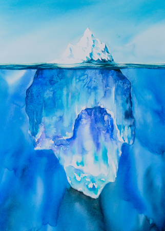 Glacier in the ocean. Picture created with watercolors.の写真素材
