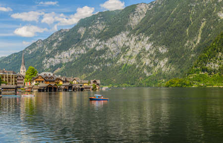 Hallstatt village on Hallstatter lake in Austrian Alps Austriaのeditorial素材