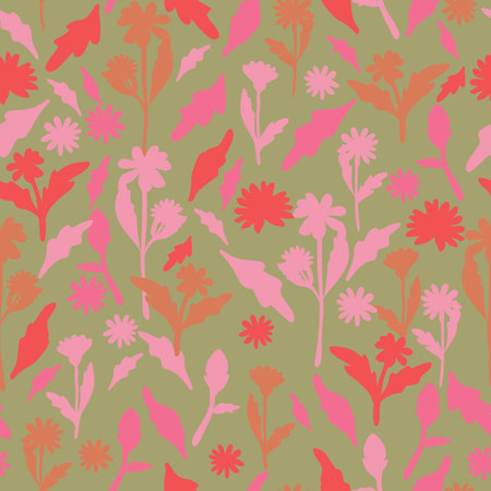 Daisy flowers silhouettes seamless pattern. Vintage style background. Perfect for bedding, textile,...