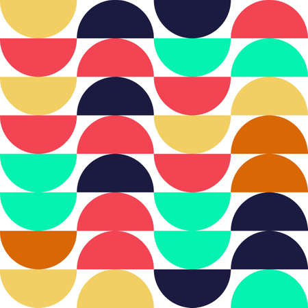 Half circle seamless Bauhaus style pattern. Modern bold trendy contemporary geometric wallpaper....