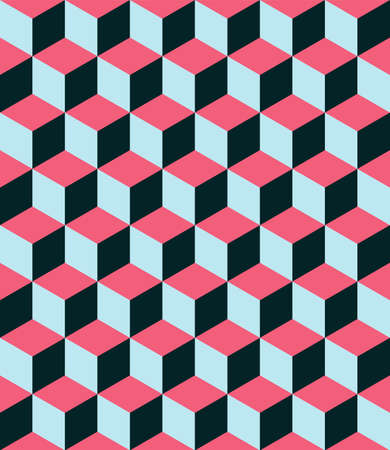 Cube block geometric vector seamless pattern. Modern stylish texture. Perfect for textile, wallpaper design and fabric print.のイラスト素材