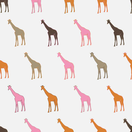 Giraffe silhouettes vector seamless pattern. Eps 10. Perfect for fabric, wrapping, textile, wallpaper, apparel and fashion print.のイラスト素材