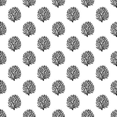 Black and white coral reef seamless pattern. Vector illustration. Perfect for textile, wallpaper, fabrics and fashion print.のイラスト素材