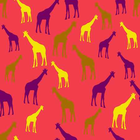 Giraffe silhouettes vector seamless pattern. Perfect for fabric, wrapping, textile, wallpaper, apparel and fashion print.のイラスト素材