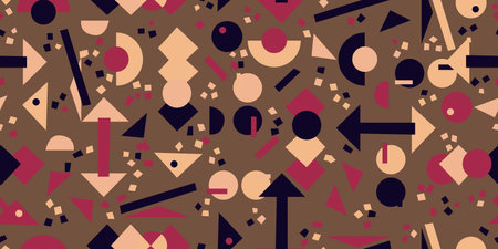 Memphis style geometric fashion seamless pattern. Vector illustration. Perfect for invitations, apparel, flyer, poster, banner and clothing.のイラスト素材