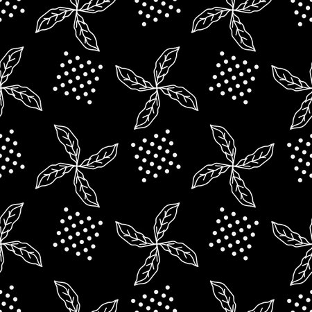 Black and white floral seamless pattern. Vector graphic illustration for fashion t shirt, textile design, all over printing.のイラスト素材