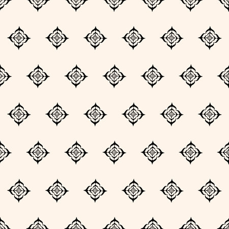 Abstract simple floral gothic style seamless pattern. Elegant minimal monochrome stylish background. Perfect for textile, wallpaper and fabrics.のイラスト素材
