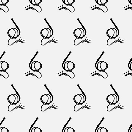 Whip icon seamless pattern. Leather Traditional Tool Used To Strike Animals, People To Control, Riding Whip Icon Vector Art Illustration.のイラスト素材