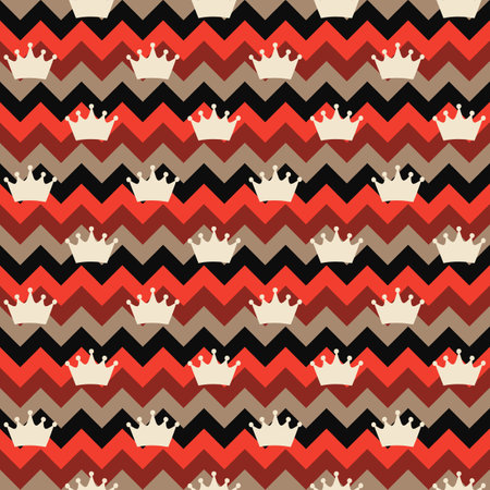 Simple seamless vector pattern with crown on a geometric background. Cute abstract backdrop. Vector illustration.のイラスト素材