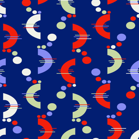 Contemporary abstract seamless pattern design. Vivid vector graphics in retro vintage style for apparel. Flyer. poster, banner elements.のイラスト素材