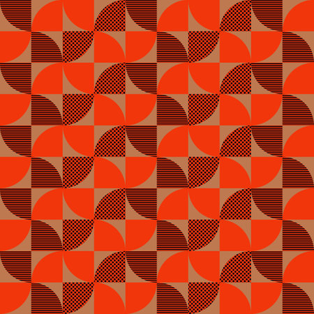 Colorful geometric stripes dots seamless pattern. Color vector illustration.のイラスト素材