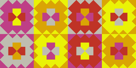 Modern vector abstract seamless geometric pattern with diamonds and circles in retro scandinavian...
