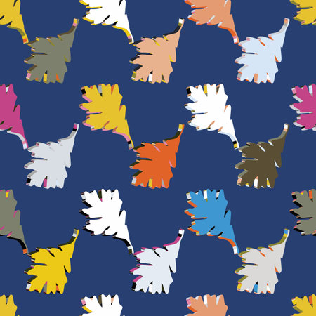 Fashion style leaves silhouettes seamless pattern. Vector hand drawn illustration in simple scandinavian doodle cartoon style. Perfect for textiles.のイラスト素材