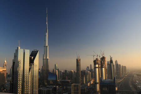 A sunset in the Dubai skyline