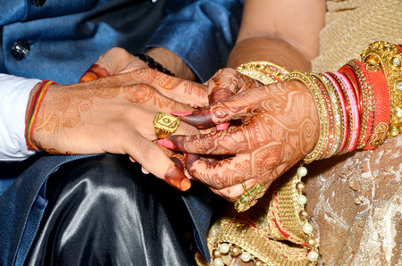 Indian Couples Shows Engagement Rings の写真素材