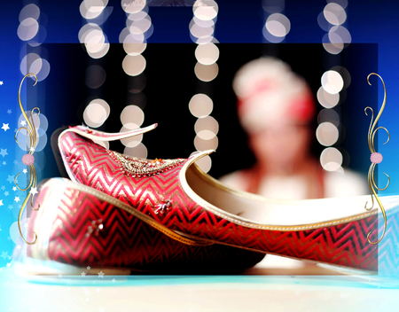 Indian groom's wedding khussa shoesの写真素材