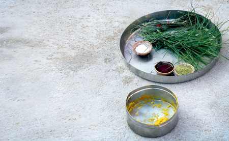 Tel Baan Ritual in Indian Weddingの写真素材