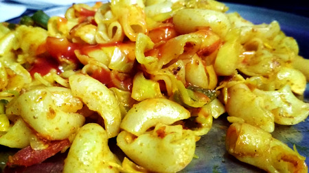 Beautiful and tasty food pasta on a plateの写真素材