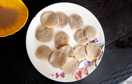 Making of Indian Traditional spicy street food Kachoriの写真素材