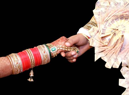 Bride & Groom Hand's Together in Indian Weddingの写真素材