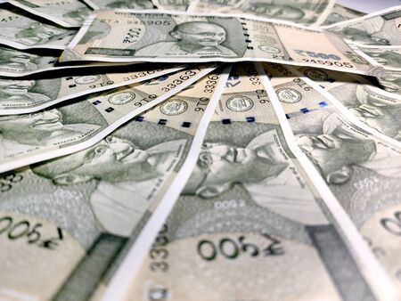 Group of Five Hundred Rupees Note isolated in a White Backgroundの写真素材