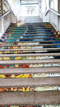 Ludhiana, punjab, india, 14th june 2020 : Railway platform stairs