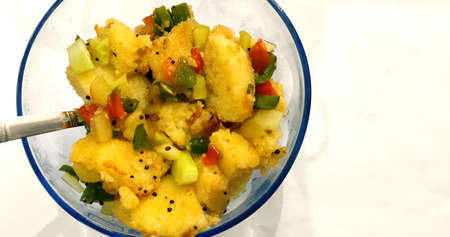 Selective focus on south Indian food "Fried idli"の写真素材