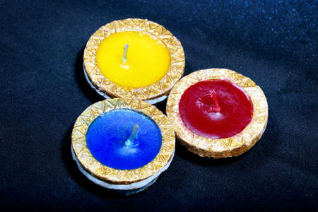 Wax lamps are mostly used in Indian festival Diwali.Diwali decorative wax lamps collectionの写真素材