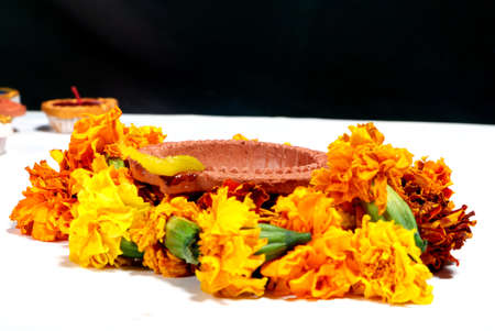 Diwali Diya, oil lamp beautifully decorated on the festive occasion of deepavali, deepawali in india