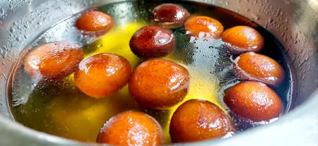 An indian Sweet Gulab Jamun is a Syrupy Dessert Popular in Indiaの写真素材