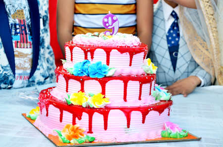 Birthday cake with one candle in india