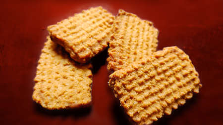Wheat (Atta) biscuit, cookies, white flour biscuit. Indian biscuits popularly known as Chai-biscuit in Indiaの写真素材