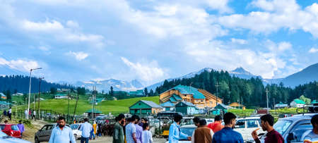 Beautiful mountain & cloudy sky view of Jammu and Kashmir state, India on July 2021のeditorial素材