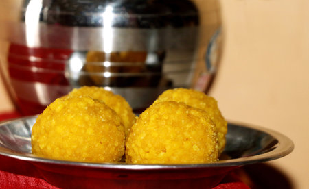 Bundi laddu dessert made during indian festival. It is famous dessert which made in every home...