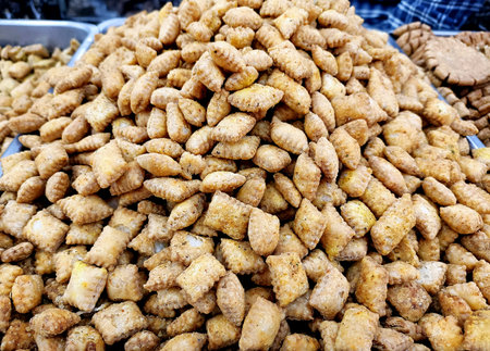 most popular Indian snack called nimki or namak pare and methi mathi in Indiaの写真素材