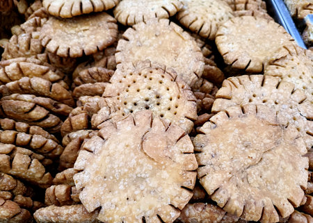 most popular Indian snack called nimki or namak pare and methi mathi in Indiaの写真素材