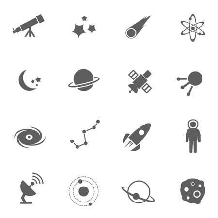 Set of space science vector black iconsのイラスト素材