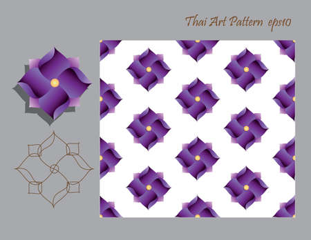 Purple  flower Thai modern applied artのイラスト素材