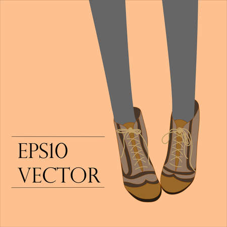 female legs stocking and shoes vintage hipster style fashion vectorのイラスト素材
